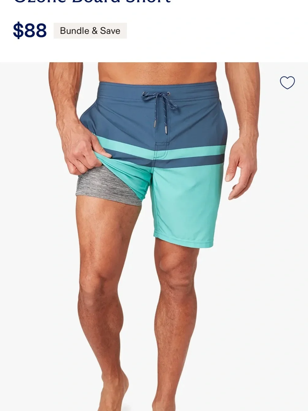 Fair Harbor Men's Teal and Navy Ozone Board Short